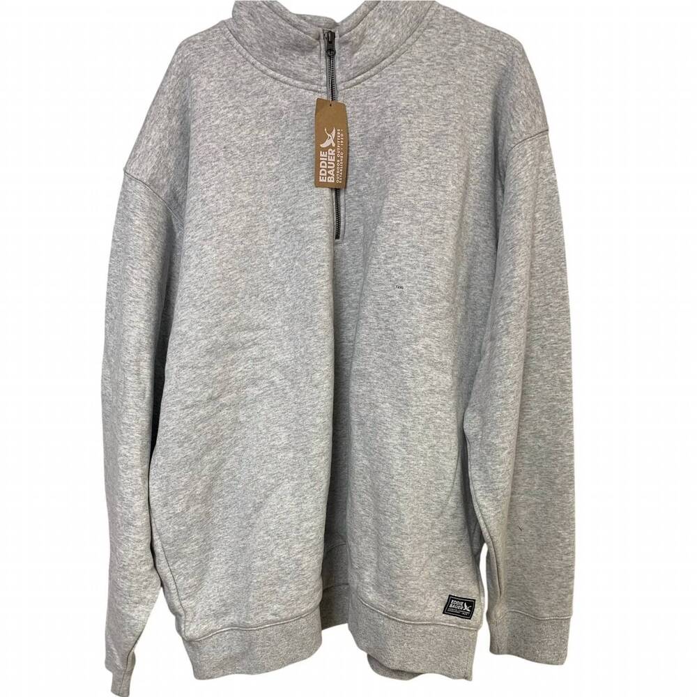 NEW EDDIE BAUER men's faux sherpa quarter zip pullover sweatshirt - big and tall